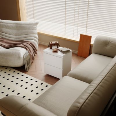 2-Drawer White Nightstand, End Table,Bedroom Bedside Dresser Chest