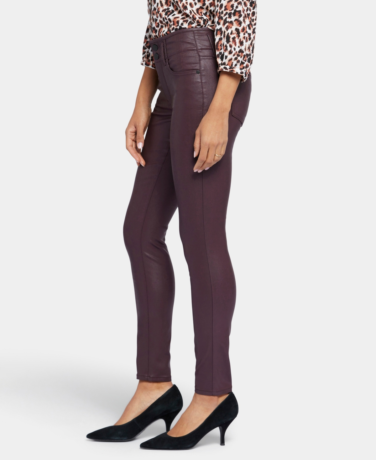Nydj Ami Coated High Waist Skinny Jeans In Dark Cherry Coated