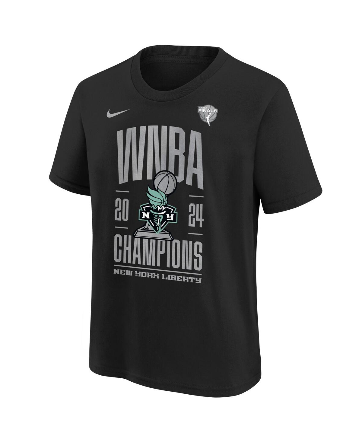 Nike Big Boys And Girls Black New York Liberty 2024 Wnba Finals Champions Locker Room T-shirt In Black