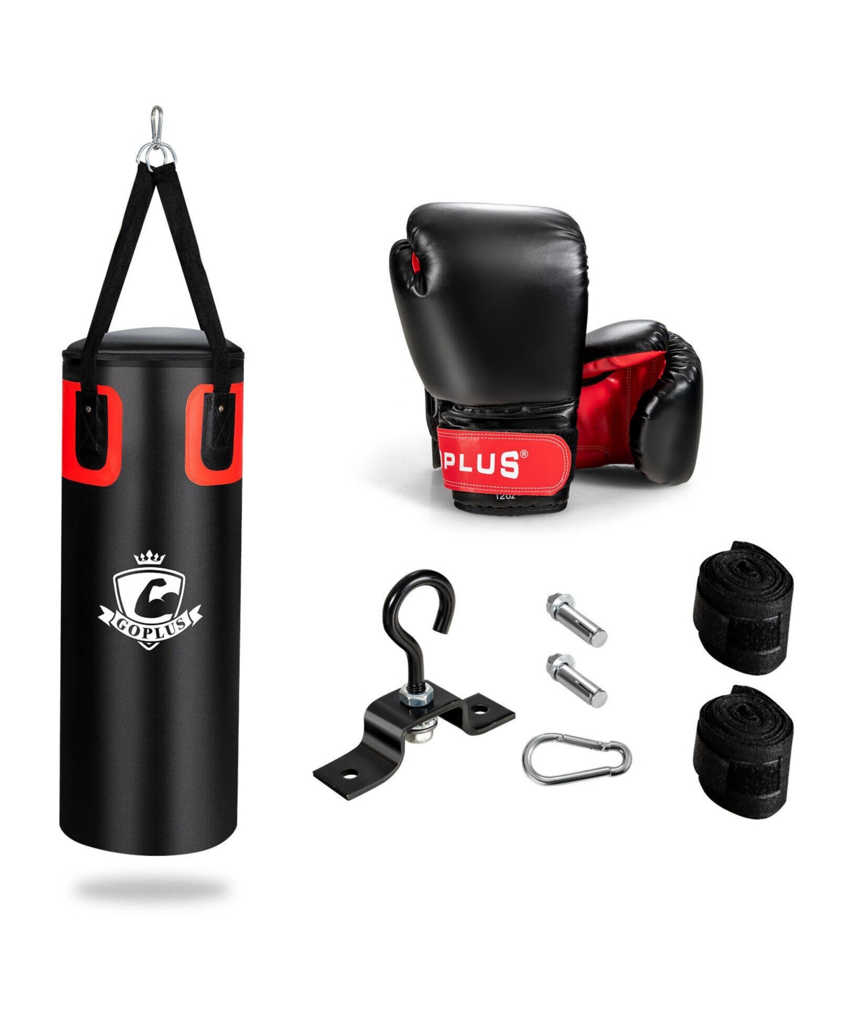 Filled Punching Bag Set for Adults- 56 lbs - Black
