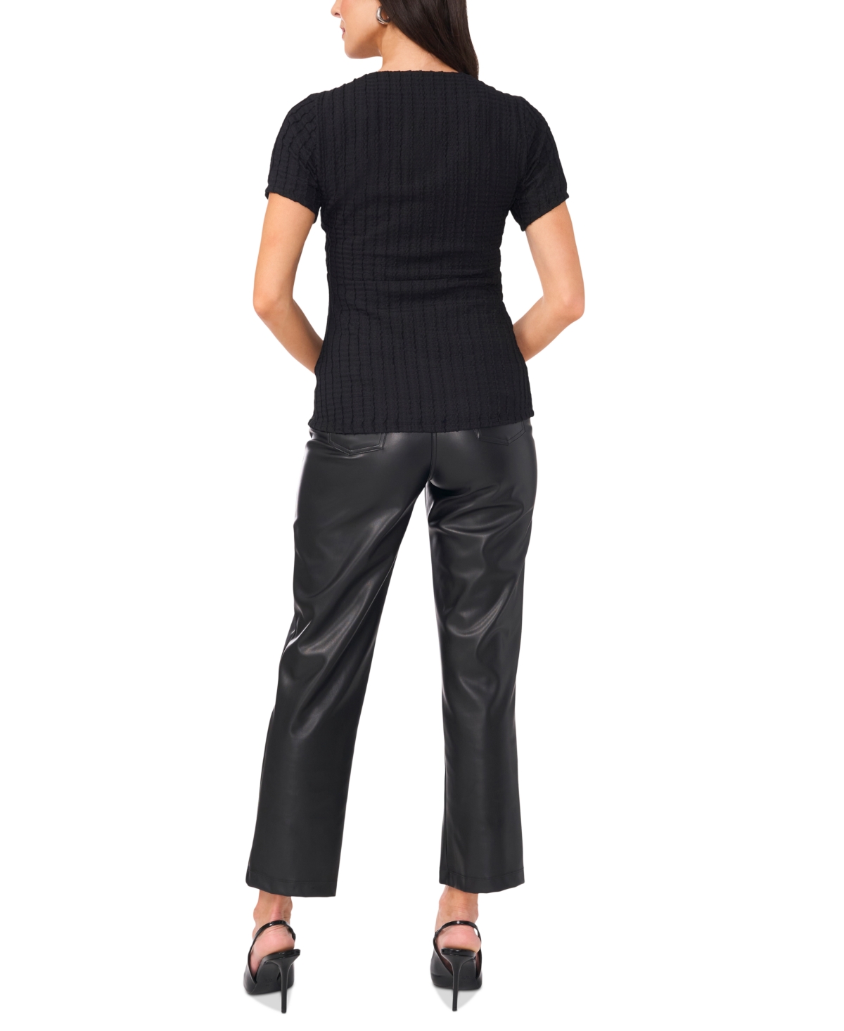 VINCE CAMUTO WOMEN'S TEXTURED FAUX-WRAP TOP 