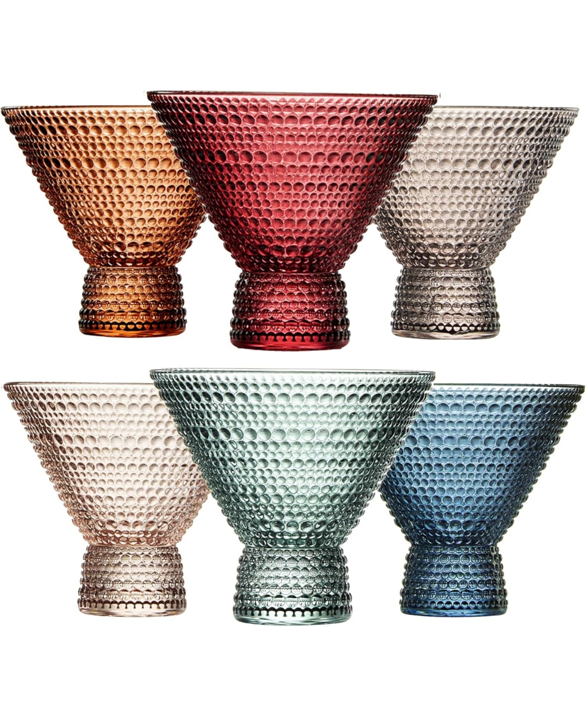 The Wine Savant Colored Stemless Martini Cocktail Glasses, Set Of 6 In Multicolor