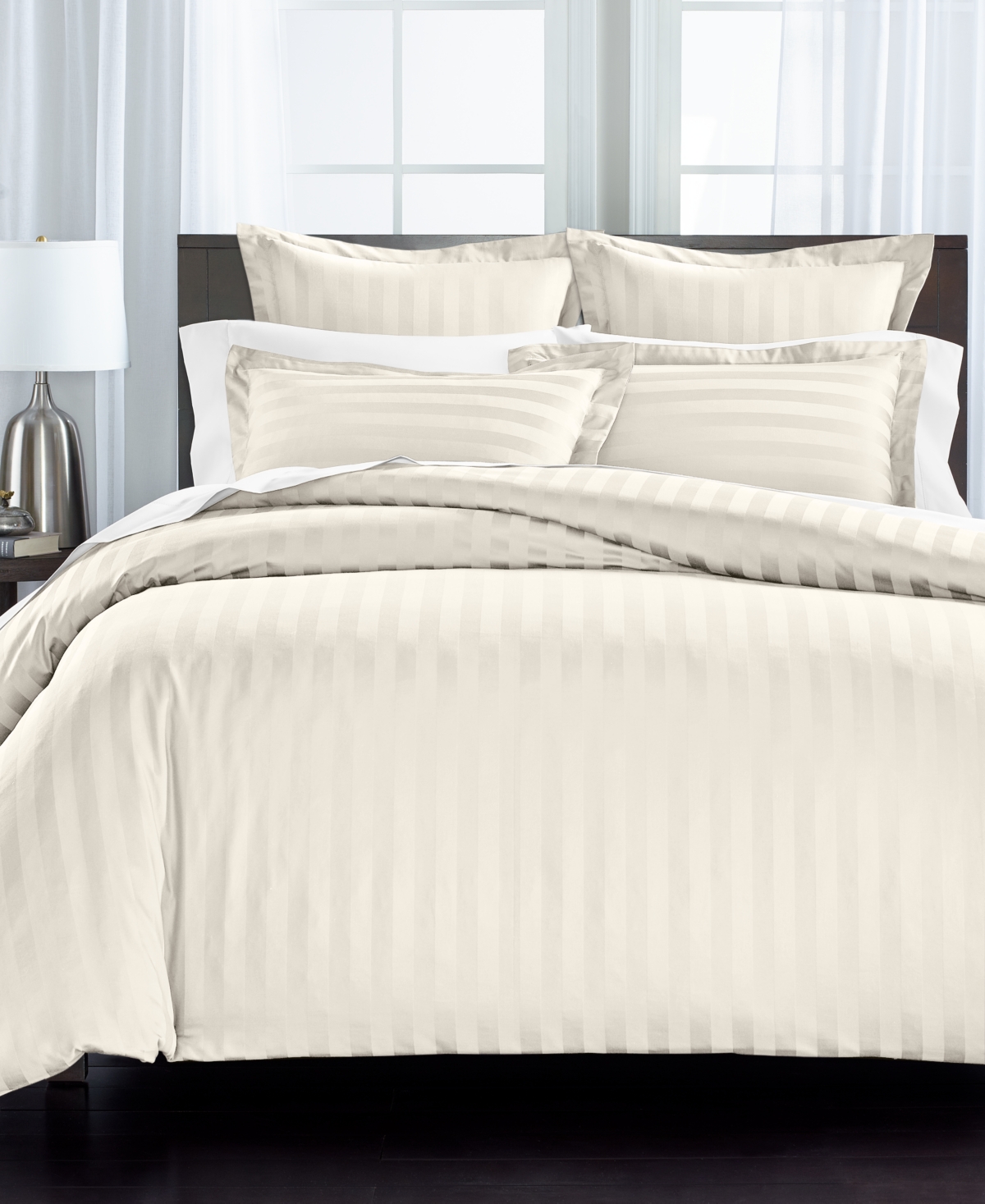 Charter Club 1.5" Stripe 550 Thread Count 100% Cotton 2-pc. Duvet Cover Set, Twin, Exclusively At Macy's In Ivory