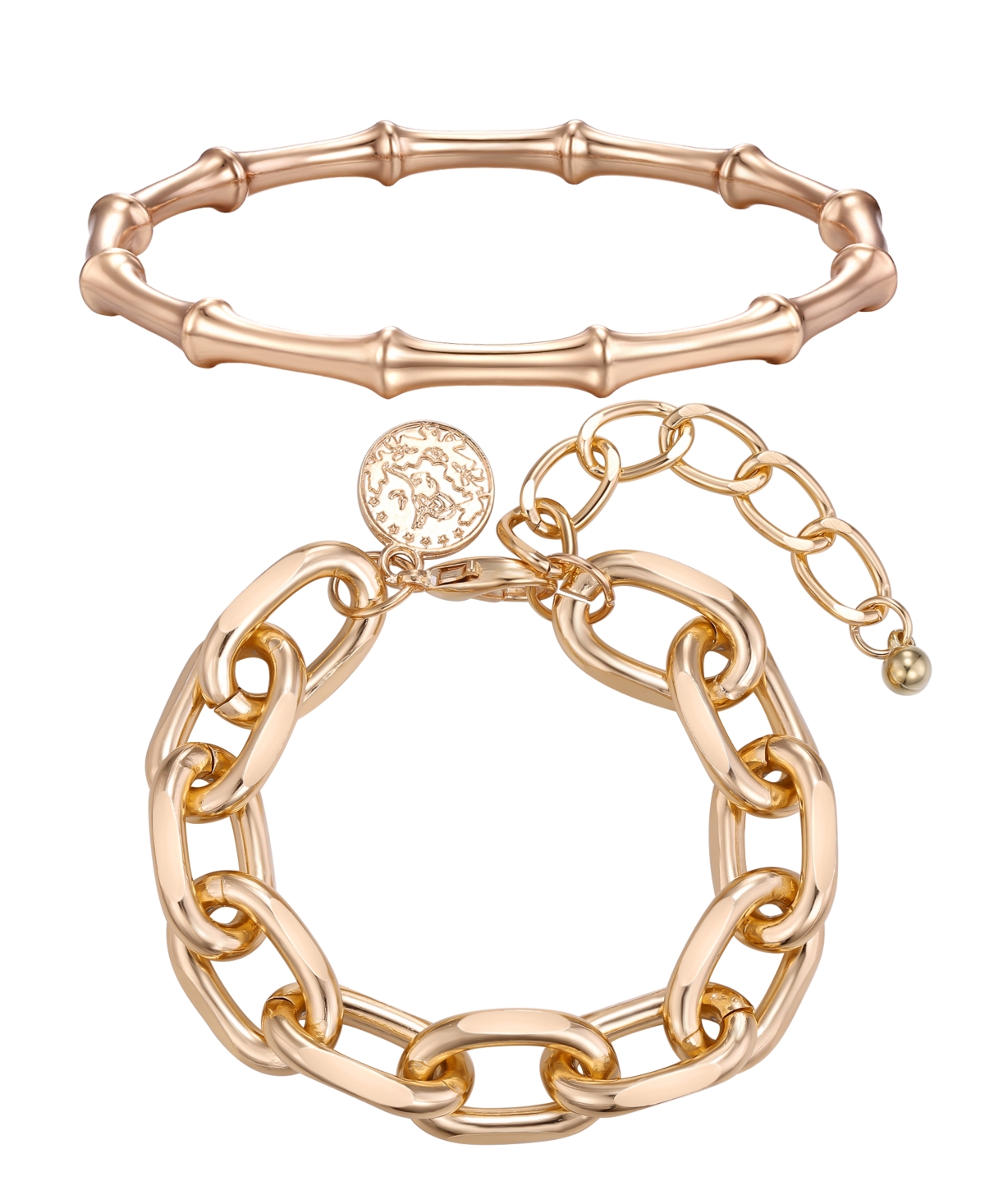 Macy's Gold-plated Link Chain Bracelet And Bangle In Gold