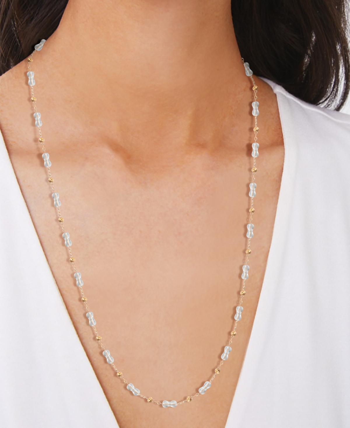 Shop Macy's Gold-plated Clear Crystal Necklace