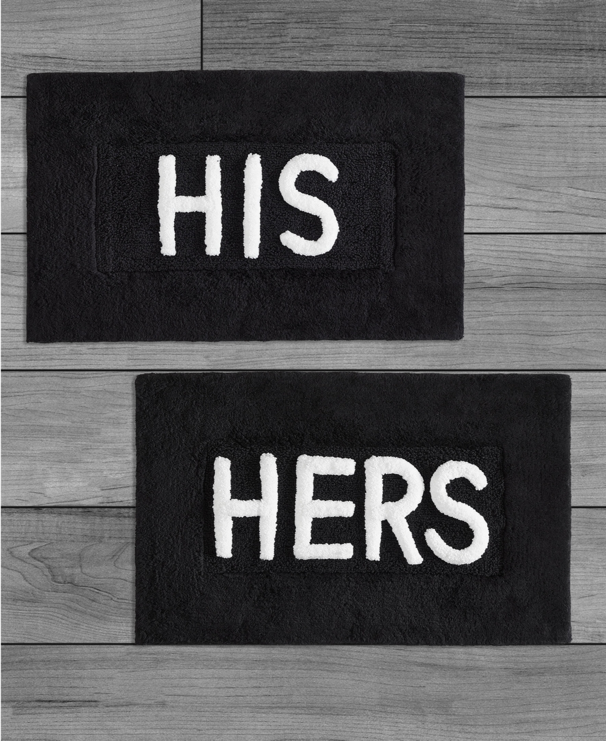 Jean Pierre His & Hers Cotton 2-piece Bath Rug Set In Black