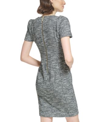 Women's Tweed Short-sleeve Sheath Mini Dress