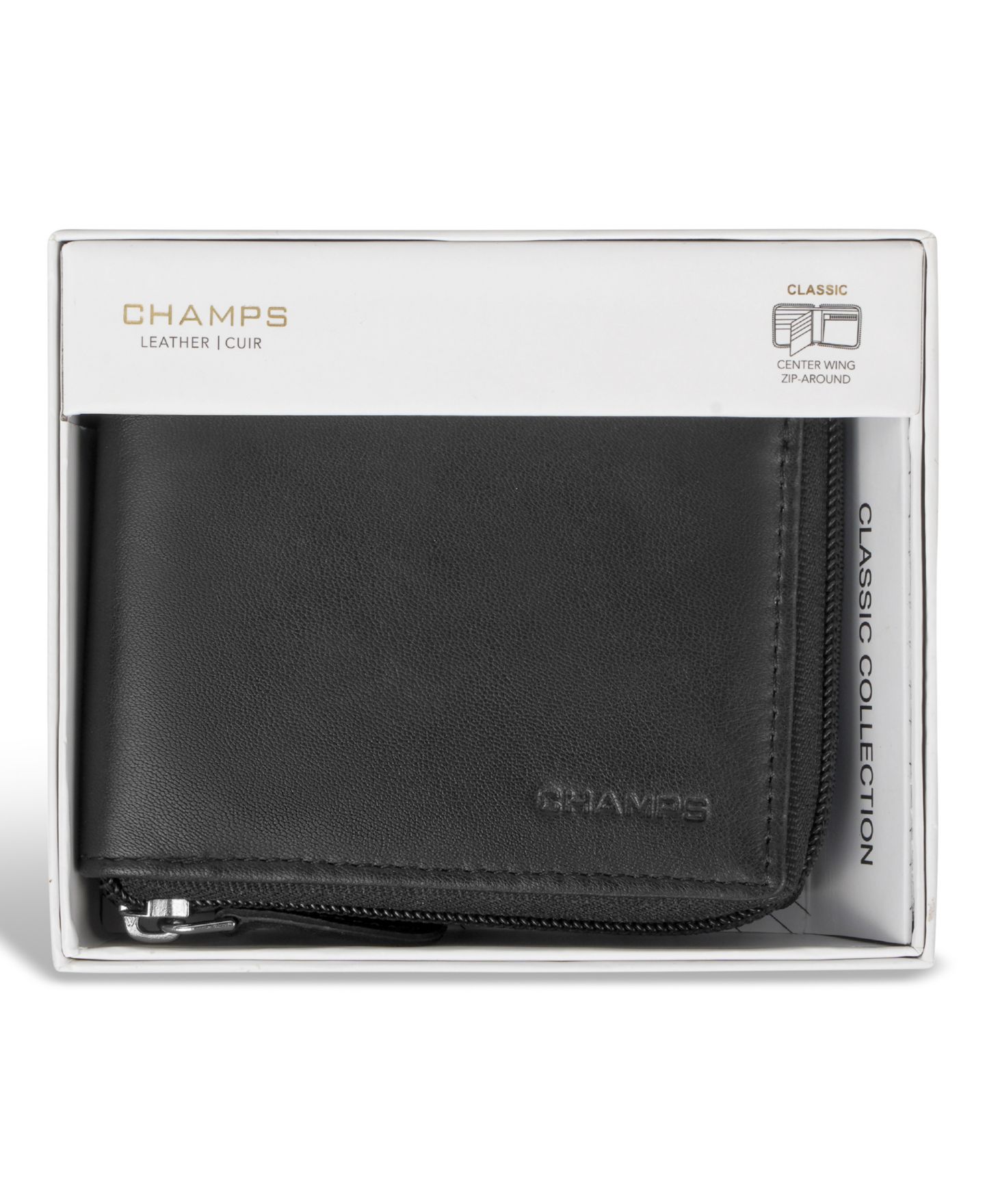 Мужской кошелёк CHAMPS Classic Collection Leather Zip-Around Wallet, цвет: Чёрный — фото 6