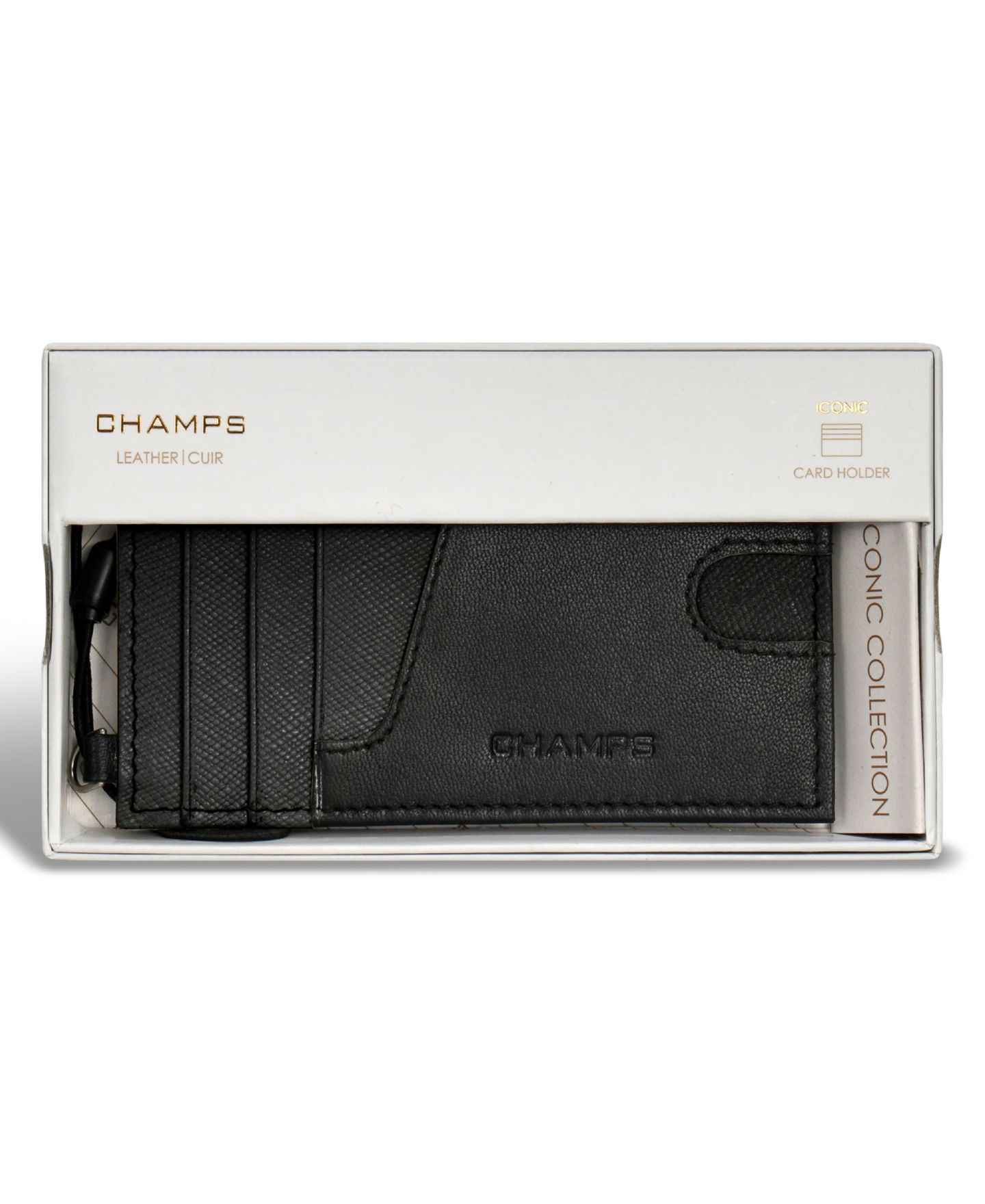 Мужской тонкий кожаный футляр для карт Champs Iconic Collection, цвет: Чёрный — фото 5