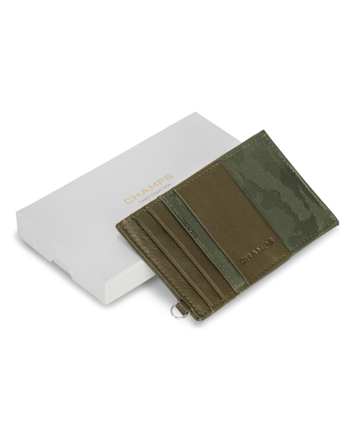 CHAMPS MEN'S CAMO COLLECTION LEATHER SLIM CARDHOLDER 