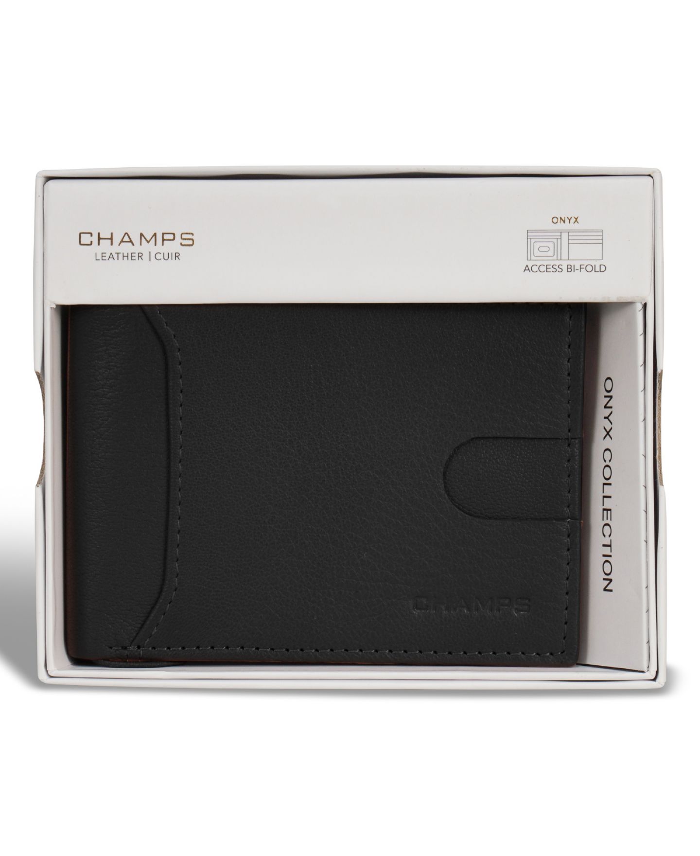 Мужской кошелёк CHAMPS Onyx Collection Leather Access Bi-Fold Wallet, цвет: Чёрный — фото 5