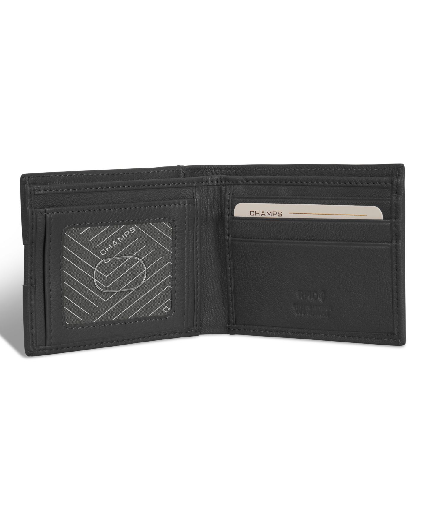 Мужской кошелёк CHAMPS Onyx Collection Leather Access Bi-Fold Wallet, цвет: Чёрный — фото 3