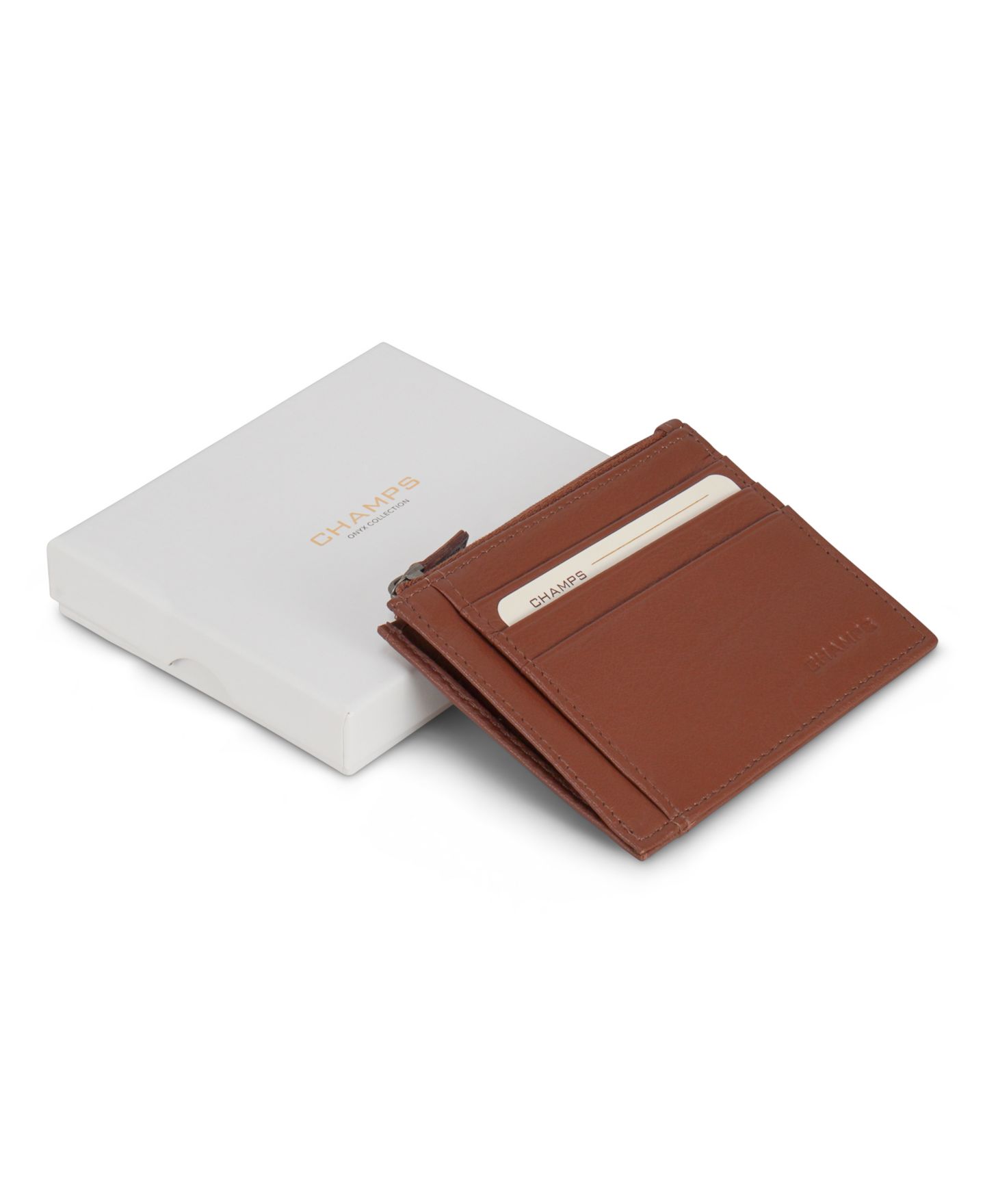 Мужской кошелёк CHAMPS Onyx Collection Leather Zip Card Case, цвет: Чёрный — фото 8