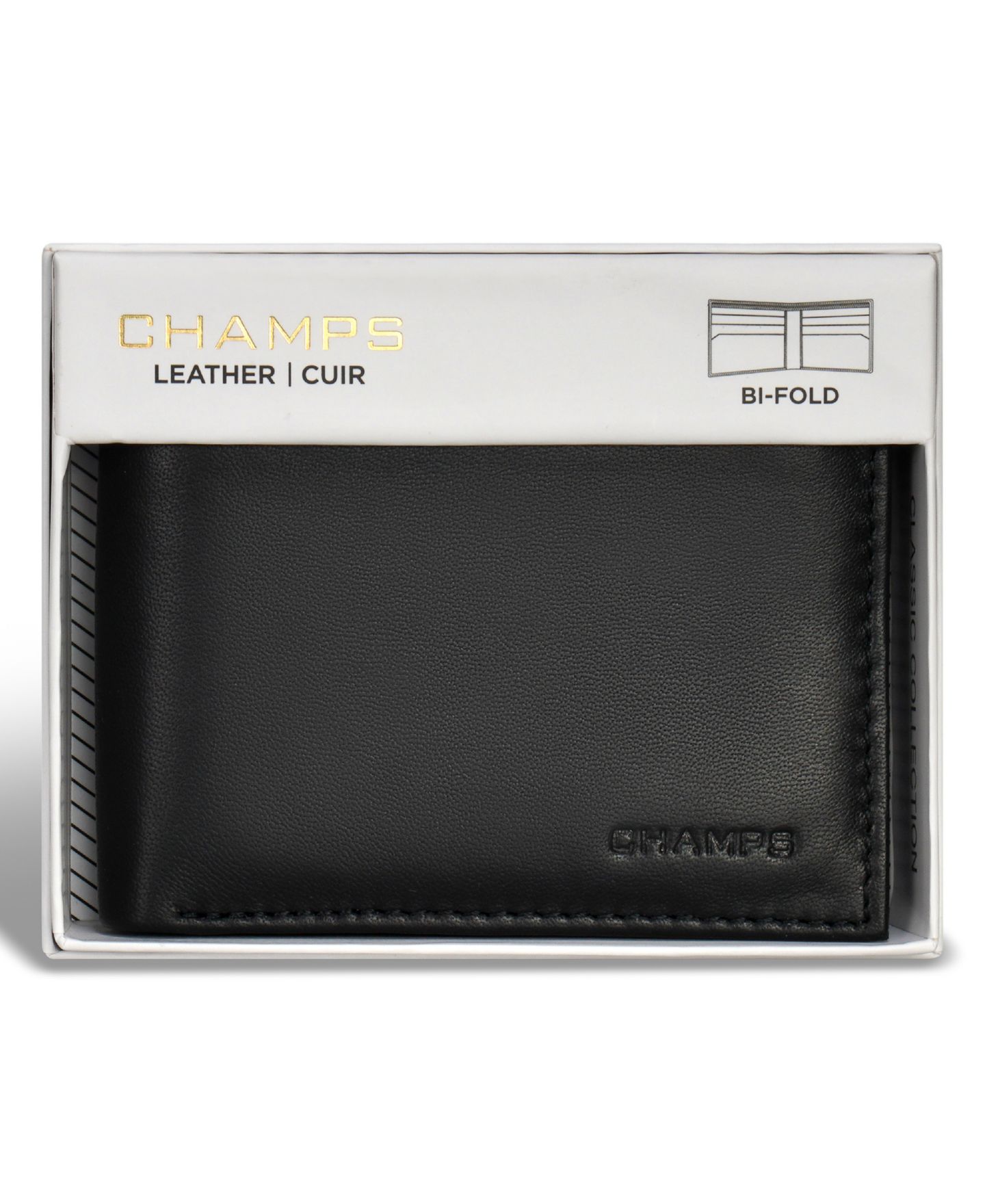 Мужской кошелёк CHAMPS Classic Collection Leather Bi-Fold Wallet, цвет: Чёрный — фото 5