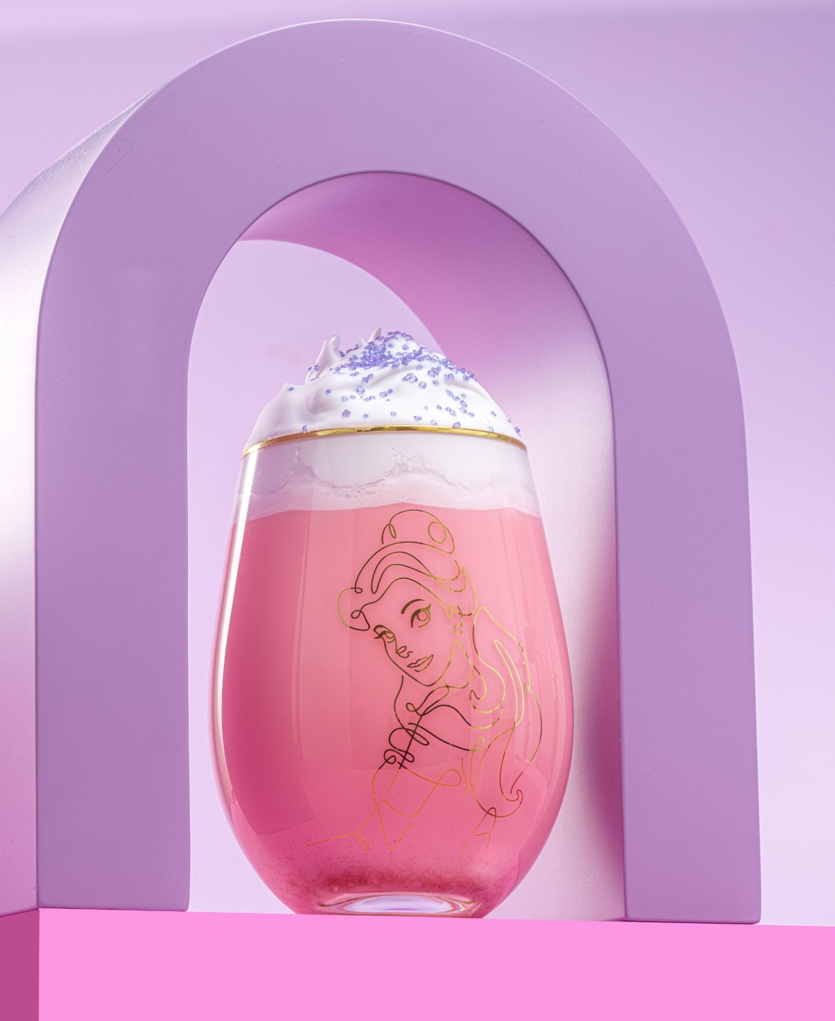 JOYJOLT DISNEY PRINCESS SKETCH STEMLESS WINE GLASSES, SET OF 4 