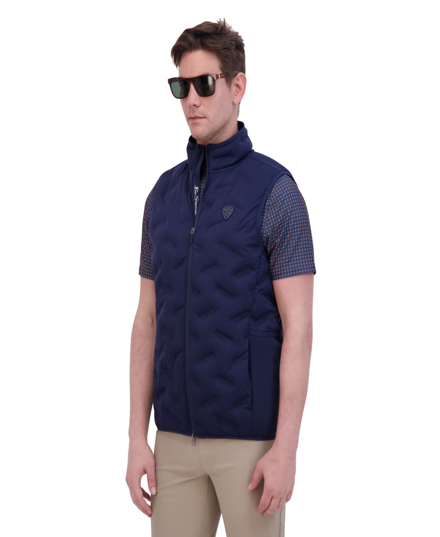 Мужской жилет Ben Sherman Sport 4Way Stretch Seamless Quilt Vest, цвет: Тёмно-синий — фото 1