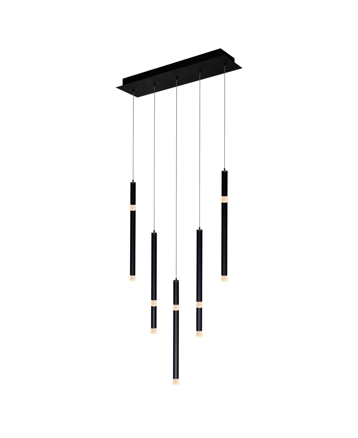 Cwi Lighting 26" Metal Flute 5 Light Led Chandelier In Black
