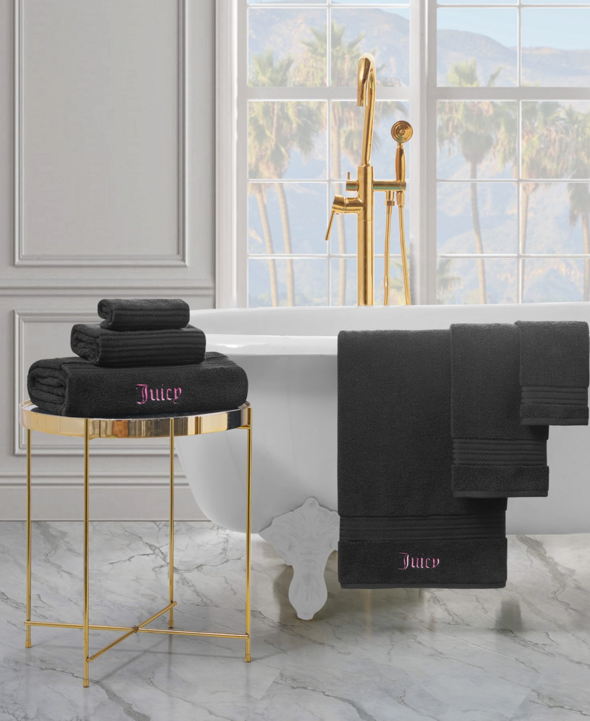 Juicy Couture Alyssa Cotton 6-pc. Bath Towel Set In Black