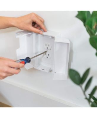 Toddler Electrical Outlet Cover Box Safety, Duplex & Decorator Electrical Outlet Plates Included, Spacious Compartment (2-Pack)