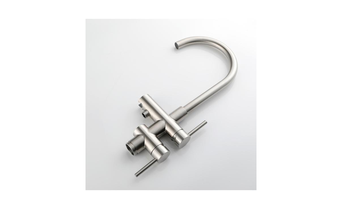 Freestanding Bathtub Faucet - High Flow Tub Filler with Handheld Shower and Swivel Spout - Silver