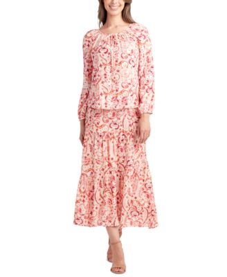BCX - Women's Printed Crinkled Maxi Skirt