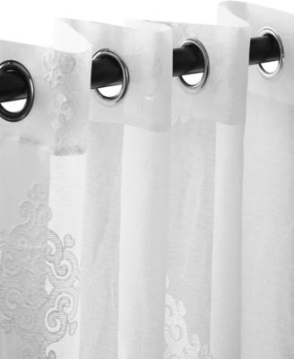 Damask Sheer Grommet Top Curtain Panels, 52" x 84" (Set of 2)