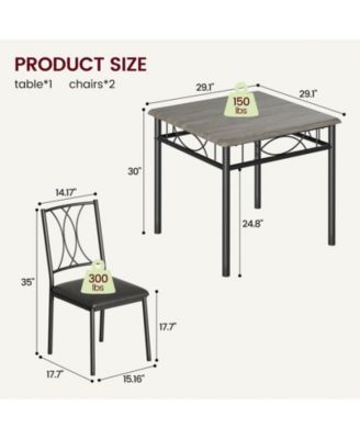 3 Piece Wood Upholstered  double "C" backrest Dining Table Set