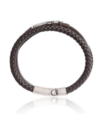 Textured Cross Triple Row Bracelet for Men 8.5", Antique Flash-Plated, Cross Jewelry