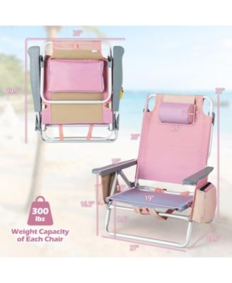 2 Pieces Folding Backpack Beach Chair with Pillow