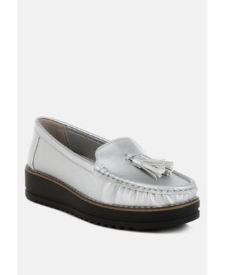 Womens Larana Metallic Tassel Detail Loafers