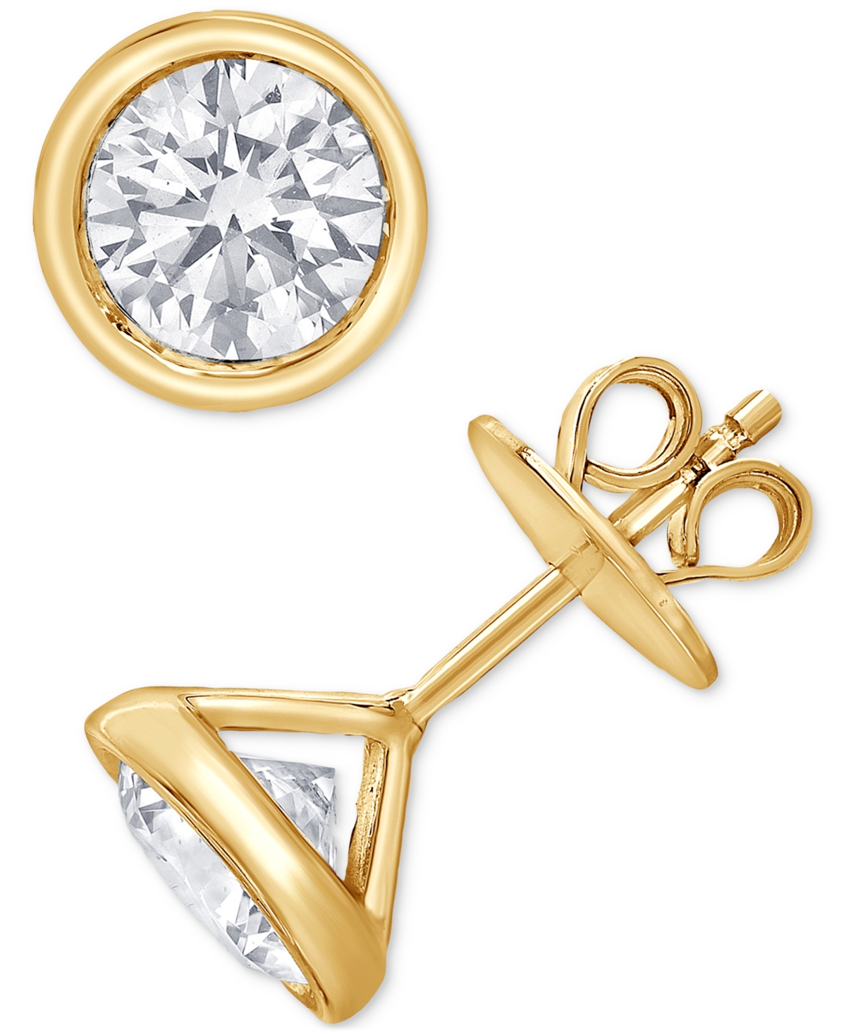 Certified Lab Grown Diamond Bezel Stud Earrings (3 ct. t.w.) in 14k Gold - Yellow Gold