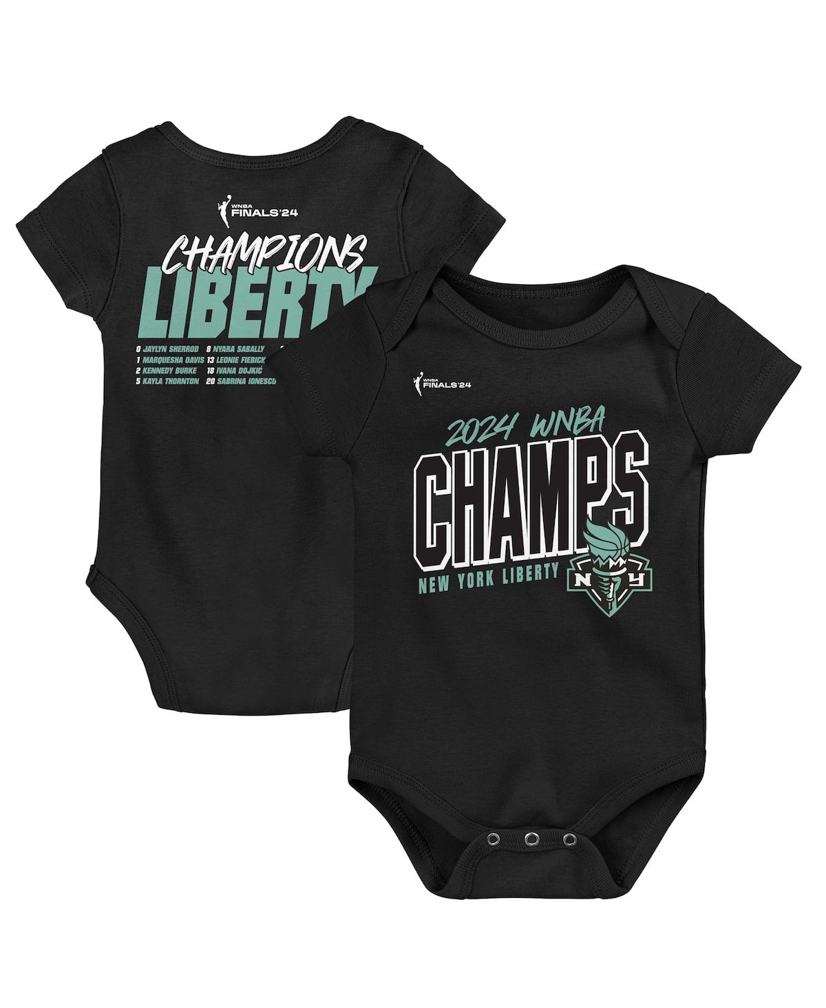 Outerstuff Newborn Black New York Liberty 2024 Wnba Finals Champions Roster Bodysuit In Black