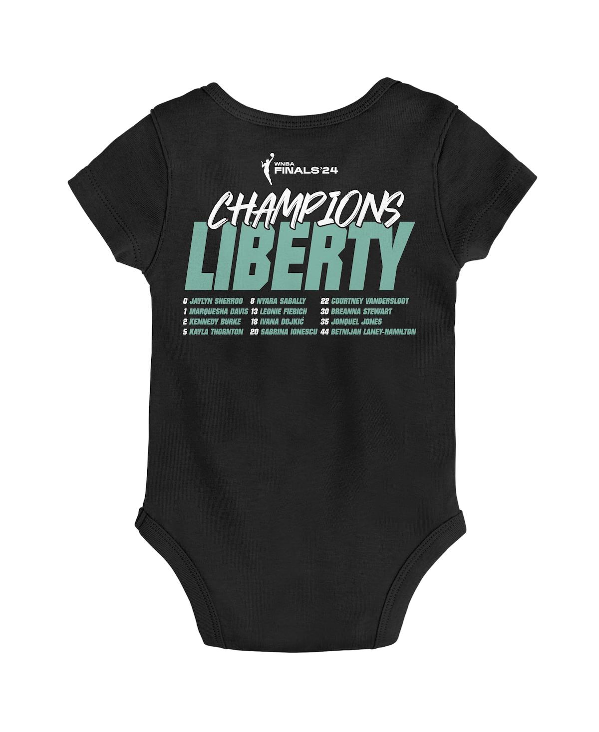 Outerstuff Newborn Black New York Liberty 2024 Wnba Finals Champions Roster Bodysuit In Black
