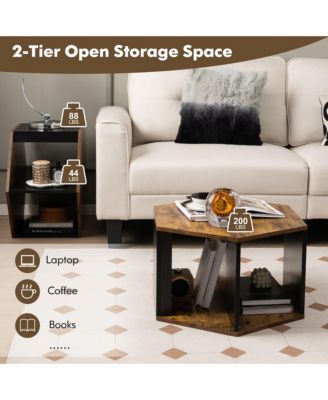 2PCS Coffee Side End Table Nightstand Hexagonal for Living Office Coffee Room