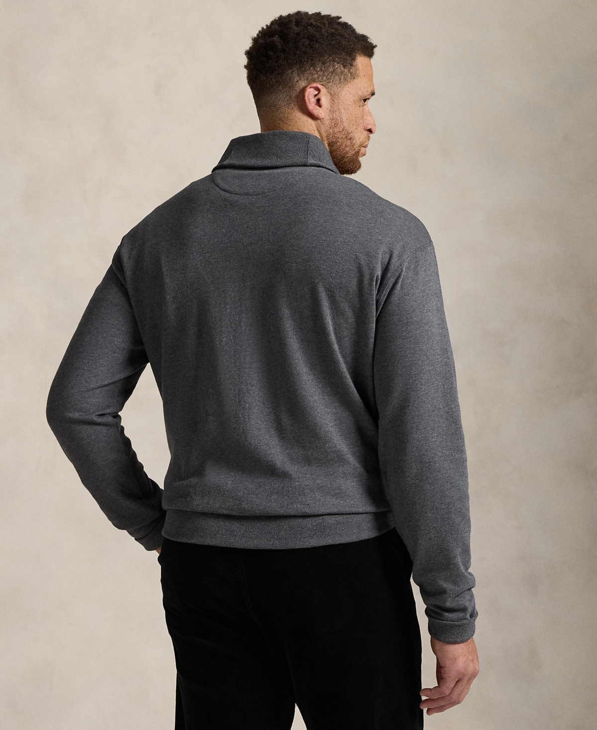 Lauren Ralph Lauren Men's Big & Tall Luxury Jersey Shawl-Collar Pullover