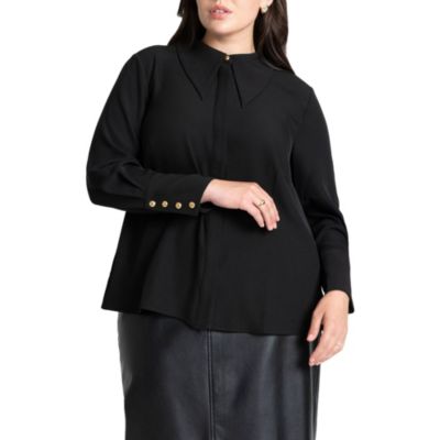 Women's Pointed Collar Button Up Shirt