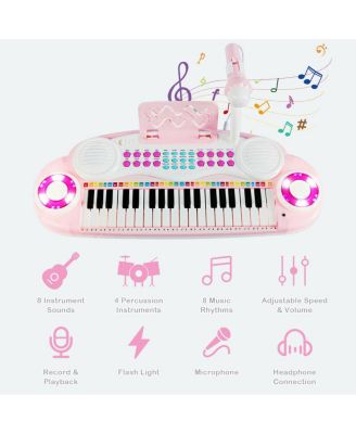 37 Keys Kids Toy Electronic Organ Portable Piano Keyboard w/ Microphone