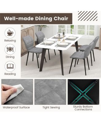 Dining Chairs Set of 2 w/ Padded Back Metal Legs & 2 Adjustable Foot Pads Gray