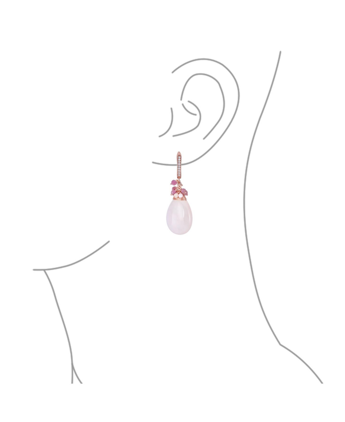 Bling Jewelry Natural Purple Amethyst Teardrop Drop Bead Accent Dangle Earrings Rose Gold