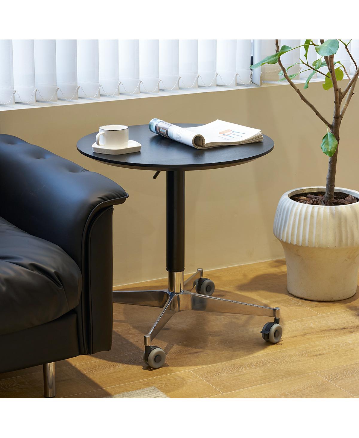 Slickblue Movable Adjustable Coffee Table 360 Swivel Counter Bar Height Aluminum Star Base Movable for End Table Dining Room Home Kitchen Table - Blac