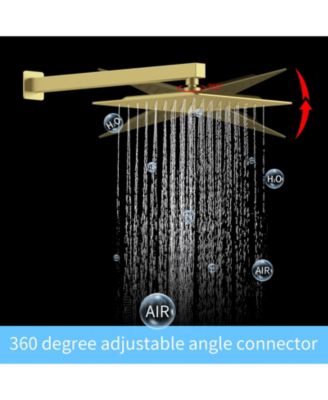 Wall-Mounted Shower Faucet Combo Set Rainfall Shower Head & Handheld, Brushed Gold Finish