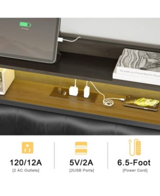 King/Twin Size Bed Frame with Storage Headboard & Charging Station Upholstered Platform Bed, Twin
