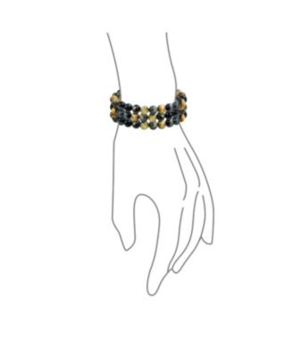 Stackable Set Of 3 Natural Stone Round Bead 8MM Multi Strand Stretch Bracelet