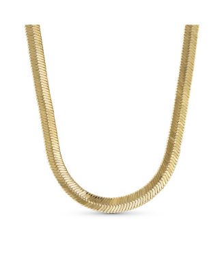 Flexible Flat Contoured Fit Collar Gold Tone Herringbone Snake Chain Omega Choker Necklace Flexible Contoured 15 Inch 5MM Wide