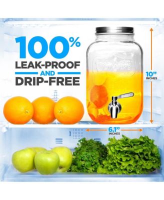 1-Gallon Glass Beverage Dispenser with Stainless Steel Tap & Lid - NCDISG1