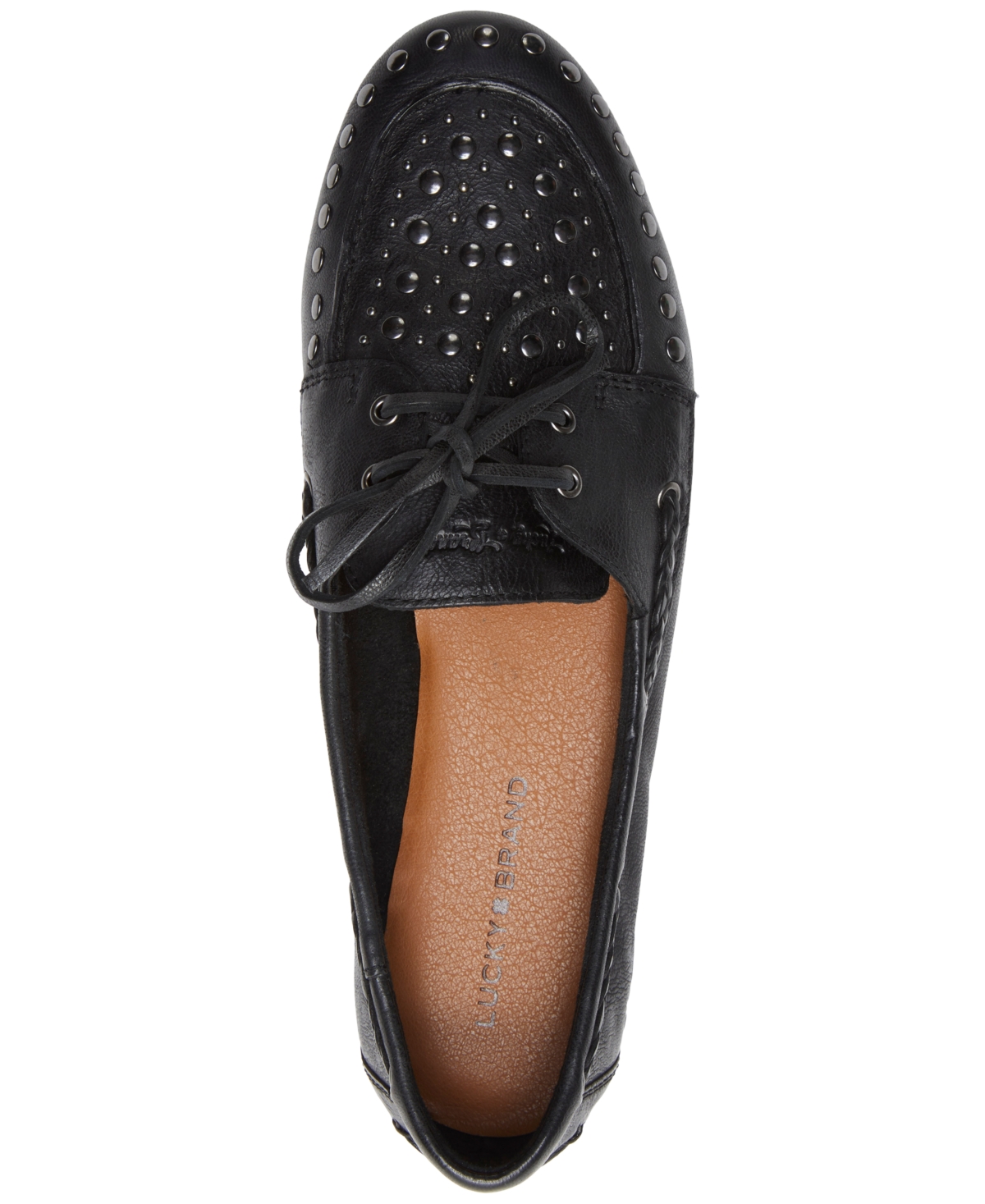 Shop Lucky Brand Women's Timini Studded Moccasin Boat Shoe Loafers In Black Leather