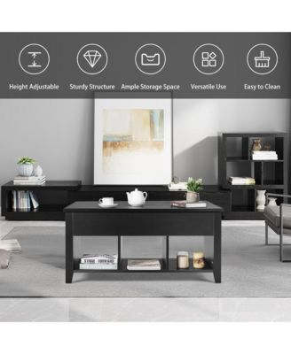 Lift Top Coffee Table w/ Storage Compartment Shelf Living Room Furniture Black