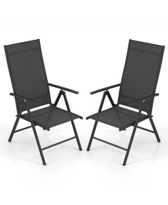 2 PCS Patio Folding Dining Chair with 7-Level Adjustable High Backrest