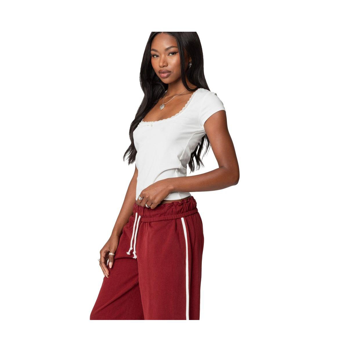 Edikted Women's Priscilla Lace Trim T Shirt