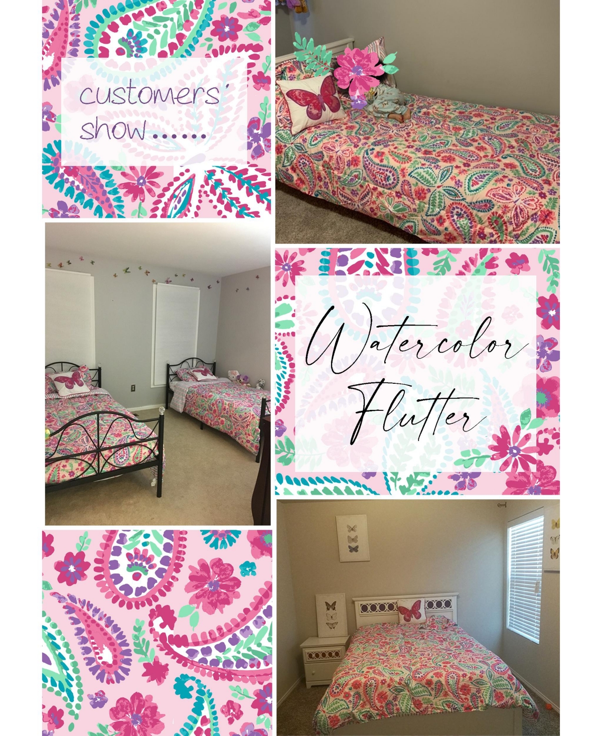 Alex + Bella Watercolor Flutter4-Piece Microfiber Comforter Set - - Pink